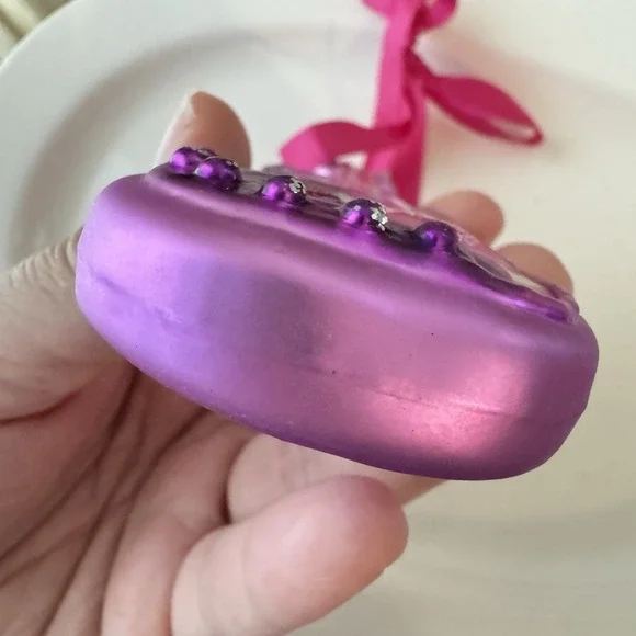 Hannah Montana Blown Glass Christmas Ornament Purple Guitar Glitter Disney - Picture 4 of 7